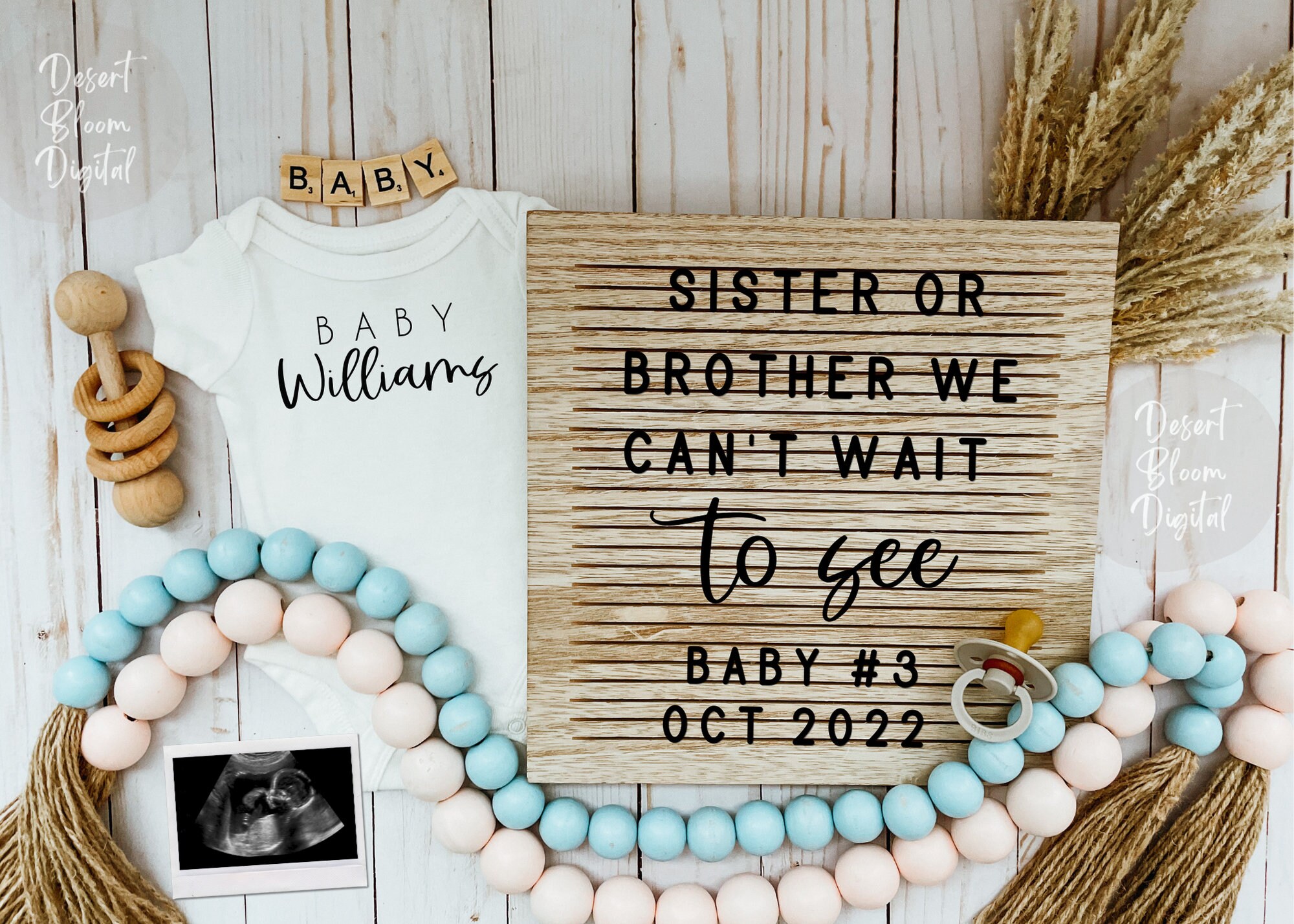 Baby #3 Pregnancy Announcement: Gender Neutral Reveal (Digital)