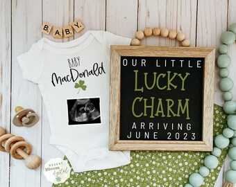 St. Patrick's Day Pregnancy Announcement: Lucky Charm Baby (Digital)