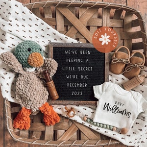 Duck hunting theme DIGITAL PREGNANCY ANNOUNCEMENT  | Gender reveal |  pregnancy reveal | Corjl | mallard duck, we&#39;ve been keeping a secret