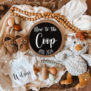 New to the coop | DIGITAL PREGNANCY ANNOUNCEMENT  | social media post | chicken theme pregnancy announcement | farm baby | western theme