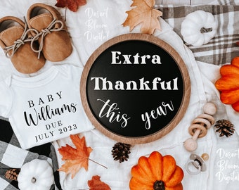 Thanksgiving Pregnancy Announcement: Extra Thankful, Gender Neutral (Digital)