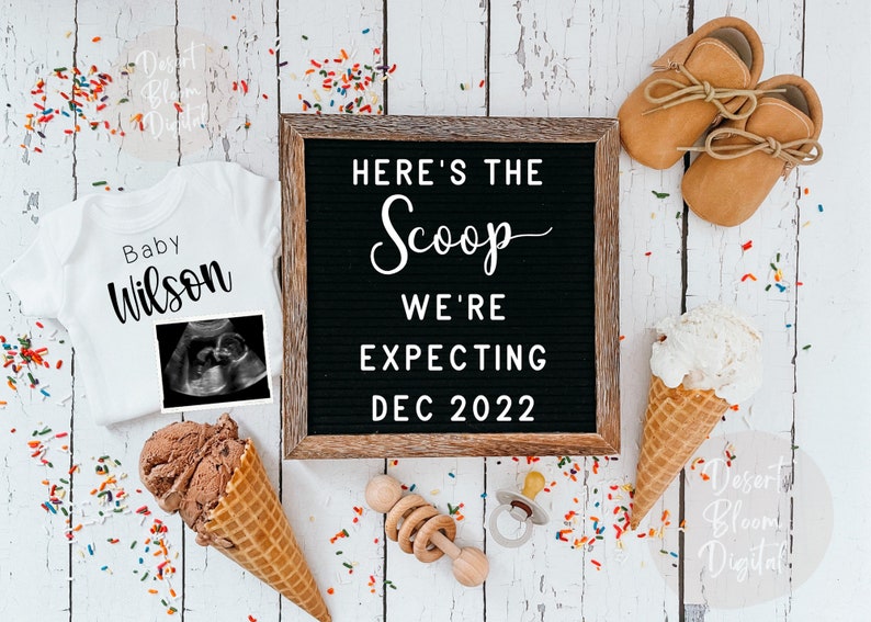 HERE'S THE SCOOP Pregnancy Announcement Digital With Etsy