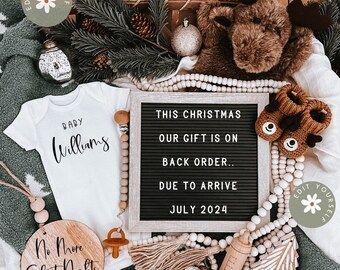 Christmas Digital pregnancy announcement, funny holiday editable template, instant download pregnancy announcement, gender neutral,