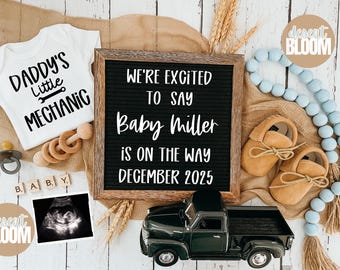 Mechanic Baby Announcement: Truck Gender Reveal, Editable Digital Template