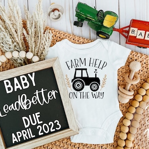 Farm help on the way  | DIGITAL PREGNANCY ANNOUNCEMENT | gender neutral | social media | Digital download | Tractor | farm | harvest