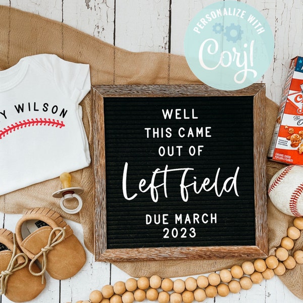 Well this came out of left field | Gender neutral | digital pregnancy announcement | pregnancy reveal |  Corjl | funny baseball theme