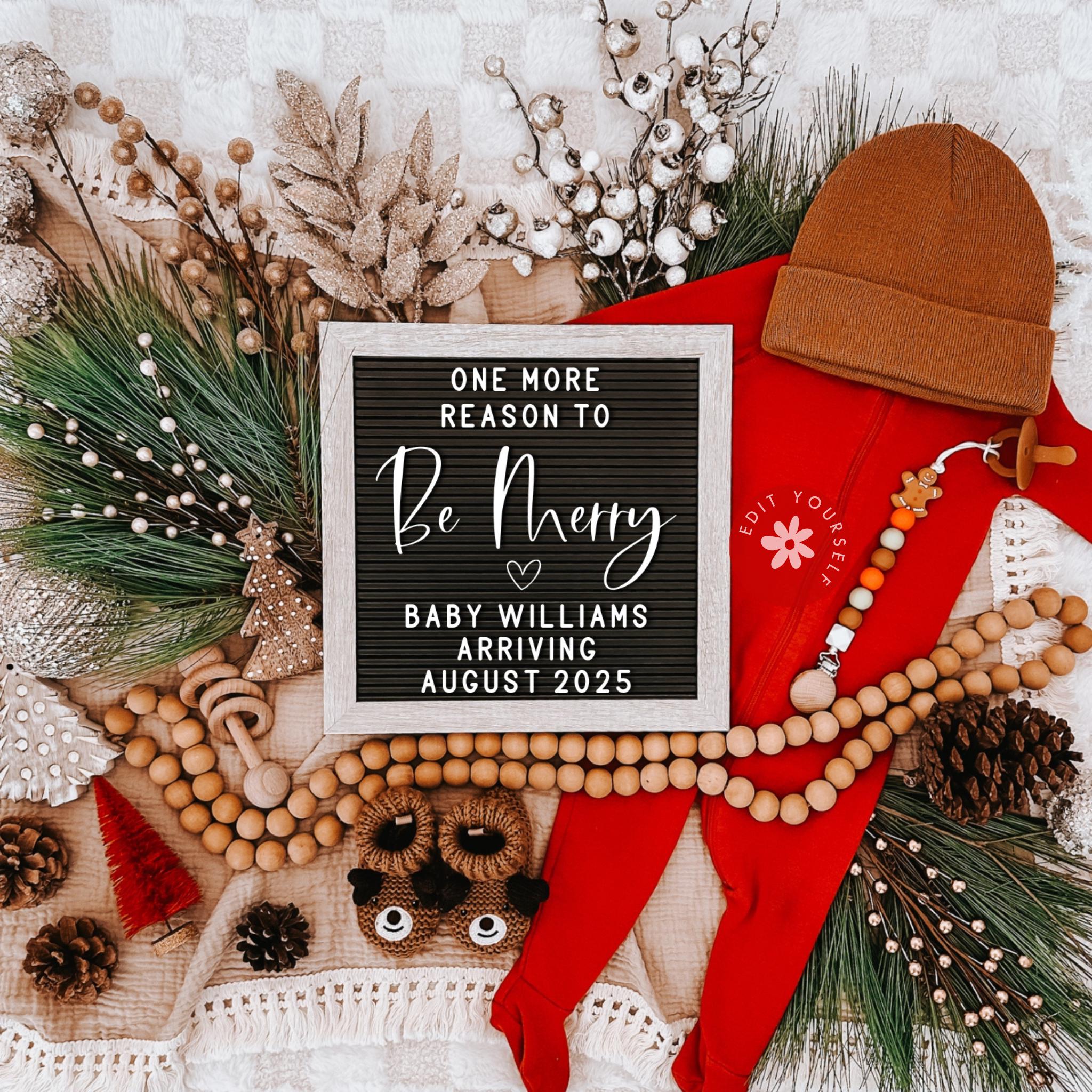 Christmas Digital pregnancy announcement, Gingerbread, holiday editable template, instant download pregnancy announcement, gender neutral