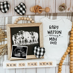 VALENTINES | New to the herd digital pregnancy announcement | cattle western | farm | cow | personalized with ultrasound | gender neutral