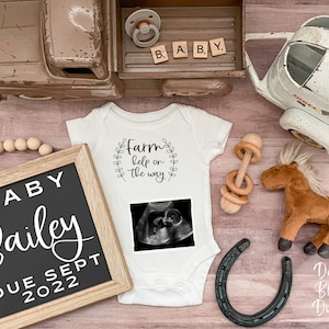 Farm help on the way  | DIGITAL PREGNANCY ANNOUNCEMENT | gender neutral | social media | Digital download | horse | | rodeo western baby