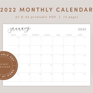 Calendar 2022 | Etsy