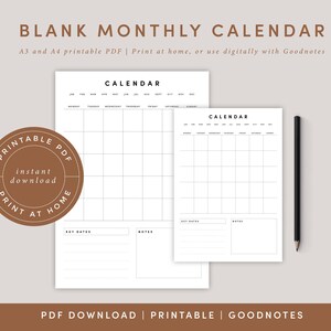 Blank Monthly Calendar Portrait Template, Printable Calendar Blank ...