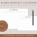 Blank Monthly Calendar Landscape Template, Printable Calendar Blank ...