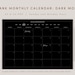 Dark Mode Blank Monthly Calendar Landscape Template Digital - Etsy Canada