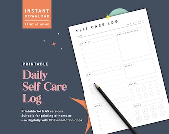 Printable Self Care Log, Self Care Tracker, Self Care Printable, Daily Skincare Routine, Daily Skincare Log, Self Care Planner Insert, PDF