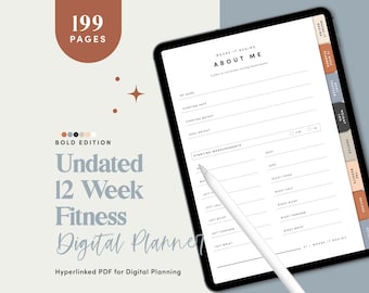 Digital Fitness Planner Goodnotes, Fitness Planner iPad, Fitness Journal for Goodnotes, 12 Week Weight Loss Tracker, Fitness Tracker- CDDIG
