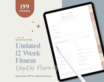 Blush Digital Fitness Planner Goodnotes, Fitness Planner iPad, Fitness Journal Goodnotes, 12 Week Weight Loss Tracker, Meal Tracker, CDDIG