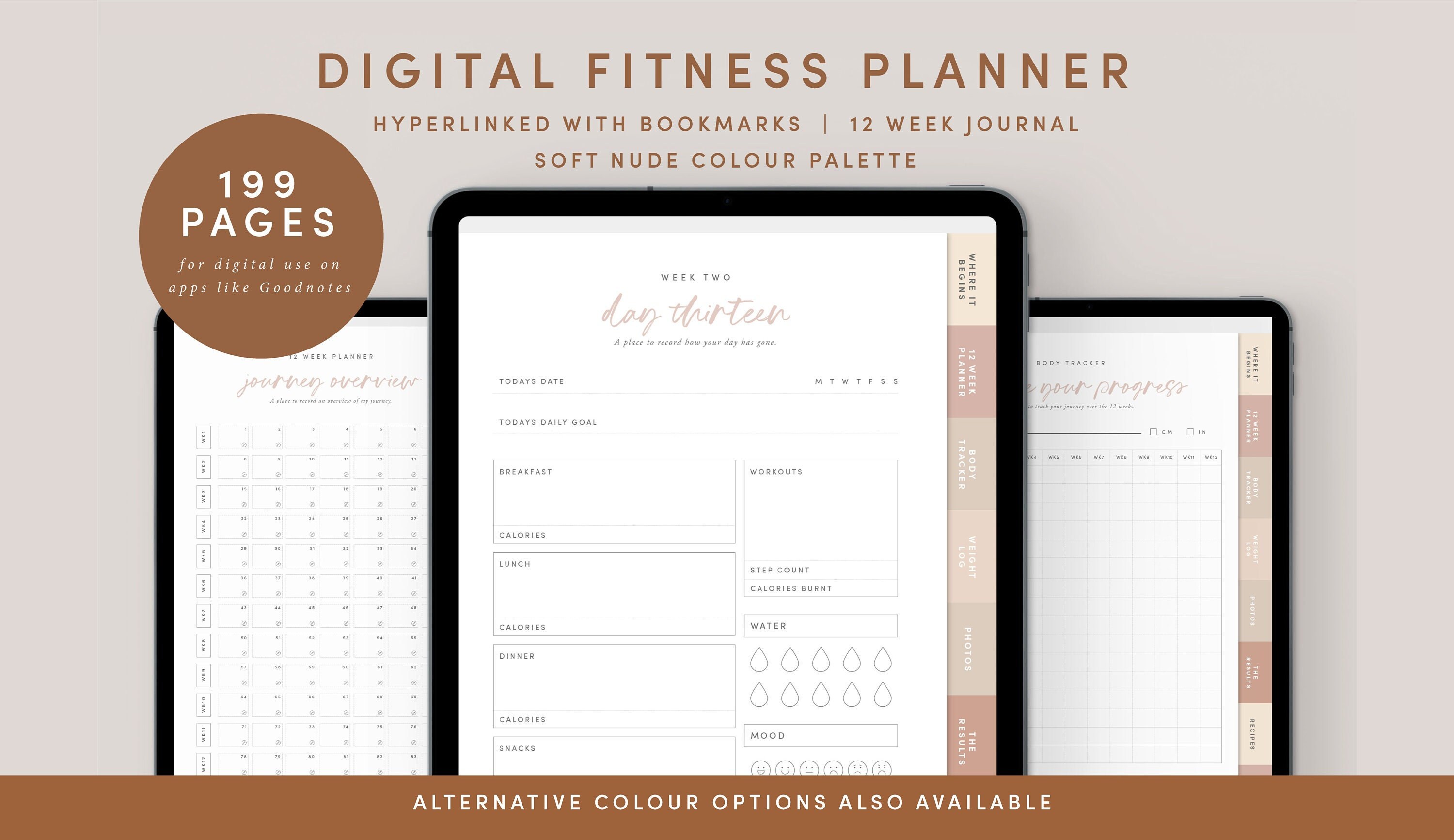 Blush Digital Fitness Planner Goodnotes Fitness Planner Ipad Etsy
