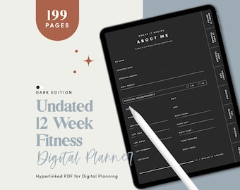 Dark Mode Digital Fitness Planner Goodnotes, Fitness Planner iPad, Fitness Journal, 12 Week Weight Loss Tracker, Meal Tracker- CDDIG