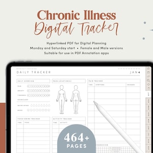 Chronic Illness Planner, Pain Tracker Goodnotes, Chronic Pain Planner, Symptoms Tracker, Period Tracker, Health Tracker iPad - CDDIG