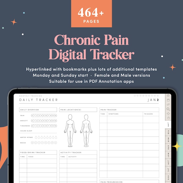 Chronic Illness Planner, Pain Tracker Goodnotes, Chronic Pain Planner, Symptoms Tracker, Period Tracker, Health Tracker iPad - CDDIG