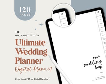 Clean Digital Wedding Planner, iPad Wedding Planner, Wedding Goodnotes, Wedding To Do List, Wedding Checklist, Wedding Planner Kit - CDDIG