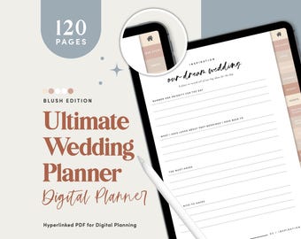 Digitale download Goodnotes-huwelijkplanner | Minimalistische bruiloftsjabloon met budgettracker, Vision Board, checklist, iPad pdf-organizer