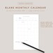 Blank Monthly Calendar Portrait Template Printable Calendar - Etsy UK