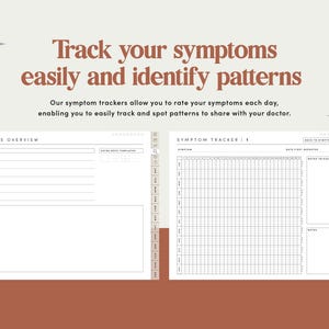 Op de afbeelding: Een printbare symptoomtracker met een raster om symptomen bij te houden en een sectie voor notities. De tracker is ontworpen om mensen te helpen patronen in hun symptomen te identificeren.