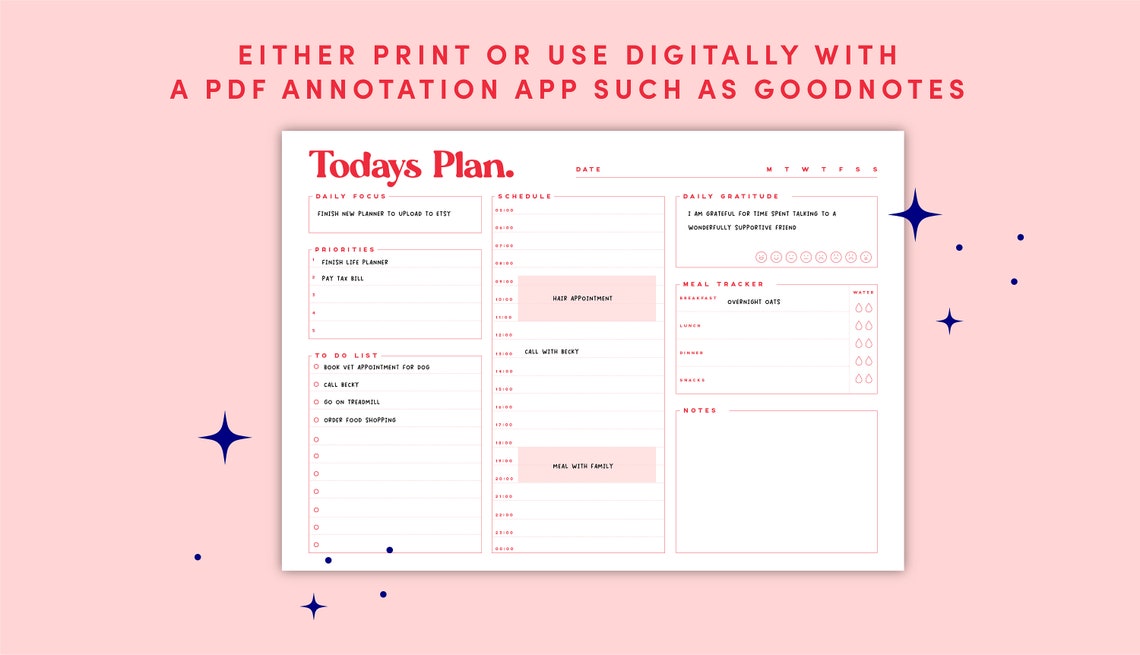 Printable Landscape Daily Planner, A4 & Letter Printable Planner, Daily ...