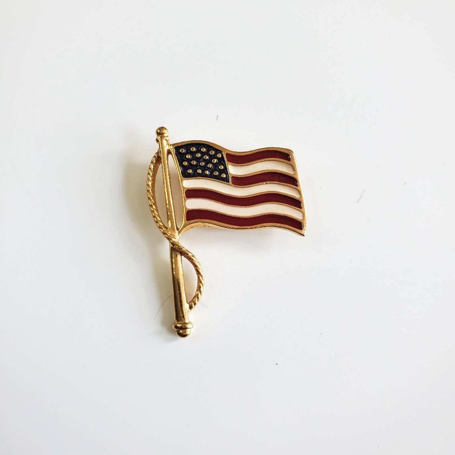 Vintage enamel american flag brooch Etsy