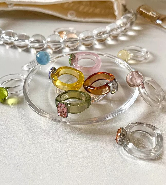 Plastic Beads and Gems Faceted Jewels for Crafting or 