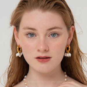 Pearl & Gold Hoop Earrings image 3