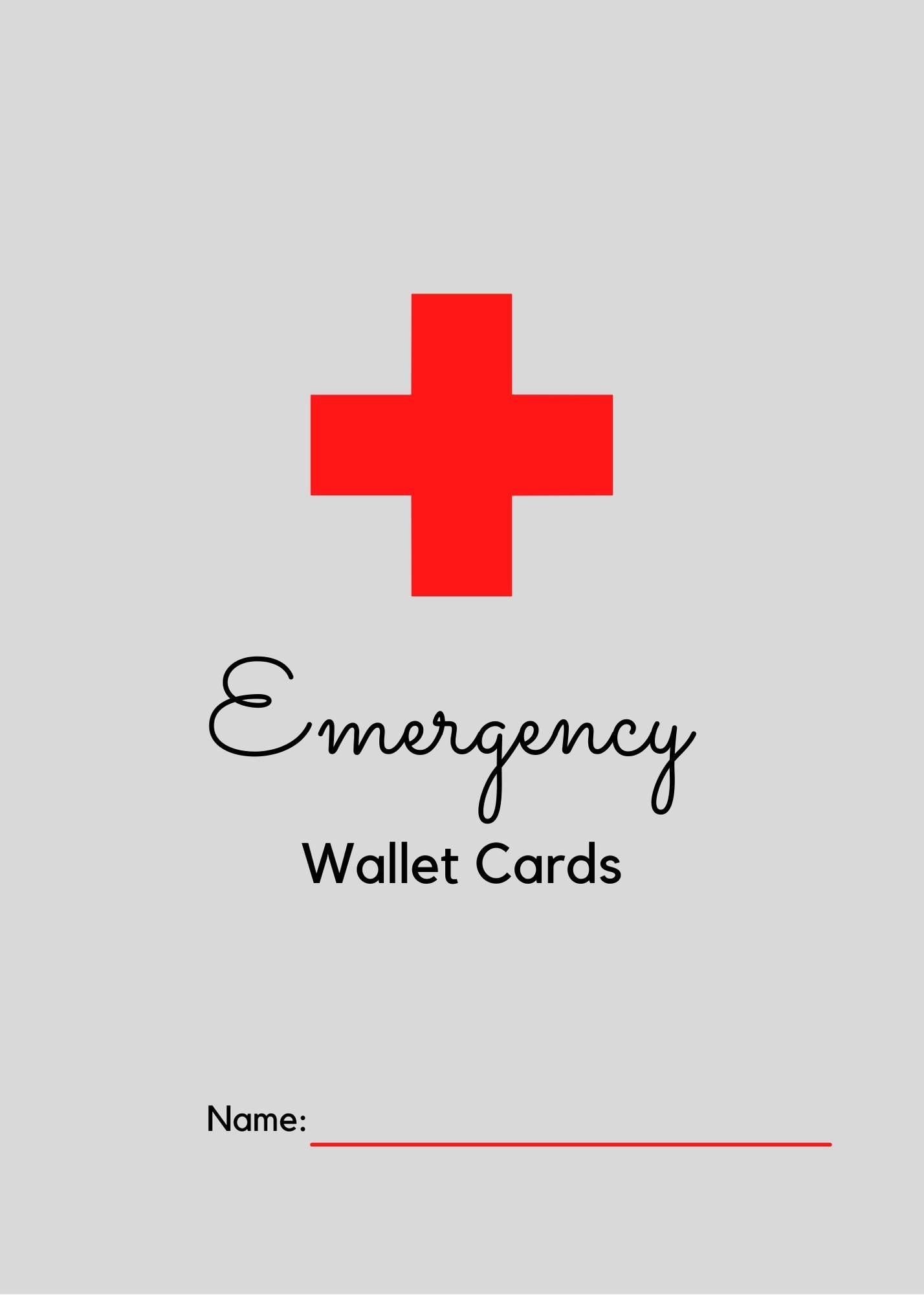 Emergency Wallet Card Emergency ID Card Information Card Etsy