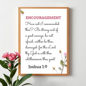 Joshua 1:9 Wall Art & JPG– Be Strong and Courageous Bible Verse Print Digital for Encouragement Faith