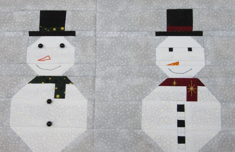 Patterns Snowman Stack Snowman Foundation Paper Piecing Pattern 2 Variations / Snowman FPP ...