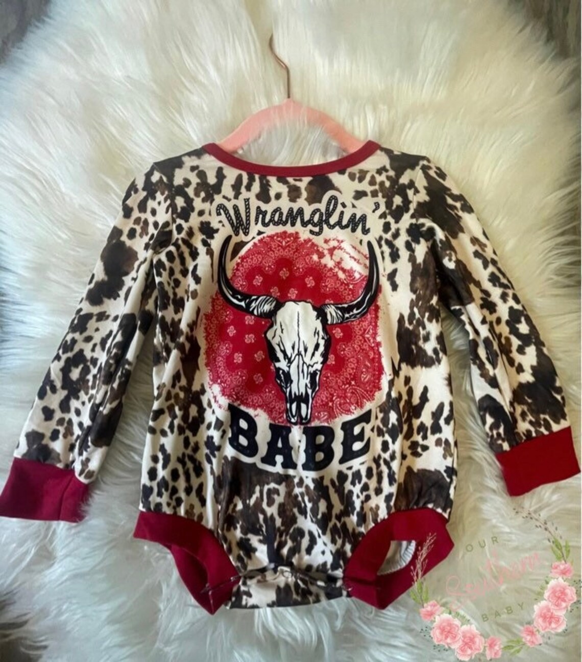 Cow Print Baby Romper Wranglin Babe Toddler Full Outfit Set Etsy