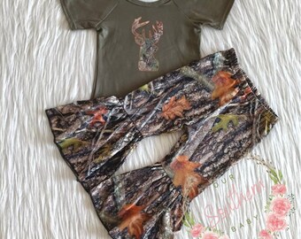 Girls Camo Baby Set, Hunting Baby Outfit, Toddler Full Outfit Set