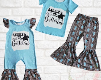 Saddle Up Buttercup Romper, Baby Full Outfit Set, Toddler Romper, Trendy Baby Clothes, Rodeo Baby Outfit, Rodeo Toddler