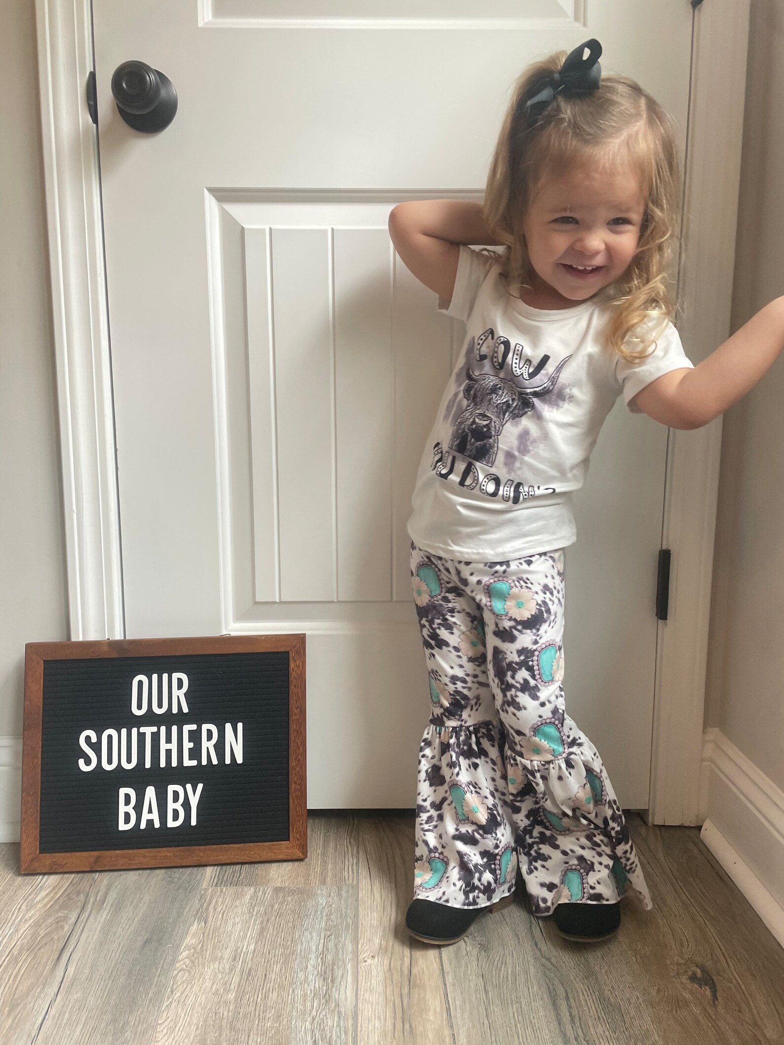 Cow Baby Outfit Cow Print Bell Bottoms Baby Full Outfit Set Etsy