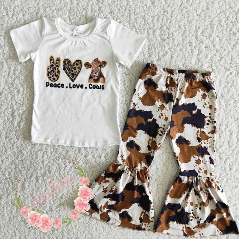 Cow Print Baby Outfit Cow Print Bell Bottoms Baby Full Etsy