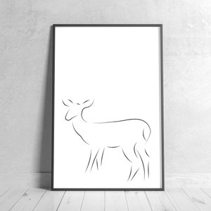 Printable Hand Drawn Line Art: Whitetail Doe