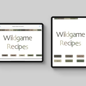 Digital Wildgame Recipe Book for Goodnotes, Notability:  Hyperlinked, instant download!  Weekly meal planning page included