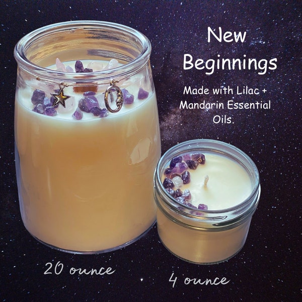 New Beginnings ~ Lilac Lovers! Made With a Wood Wick and Lilac + Mandarin  Essential Oils. Fills the home with beautiful aromatics.