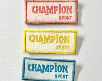 Vintage CHAMPION CHAMP SPORTS Logo Patch Embroidered Badge Iron On Emblem Retro Nostalgic Clothing Apparel Garment Applique