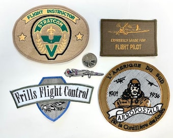 Vintage Air Force Flight Pilot Army Single Pilot Jet Aviation Embroidered Embroidery Patch Badge Iron Sew On Emblem Set of 5