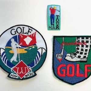 Set of 3 Vintage GOLF embroidery patch PGA Tour Masters Golf Lover Gift Accessories Iron Sew on appliqué Providence Golf Club Association