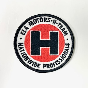 ELA Motors H Team Car Automobile Club Car Racing Mechanic Vintage Embroidery Patch Badge Iron Sew On Emblem