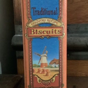 Vintage Metal Collectable Tin Traditional Country Recipe Biscuits