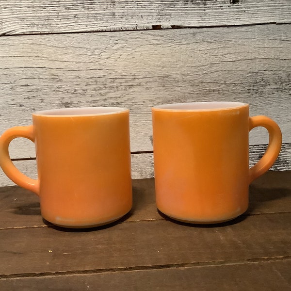 Vintage 1960’s Fire King Orange Coffee Mugs, set of 2