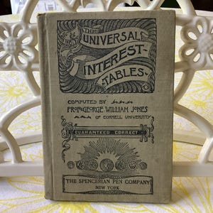 Copyright 1882 Antique Book The Universal Interest Tables computed by Prof. George Williams Jones